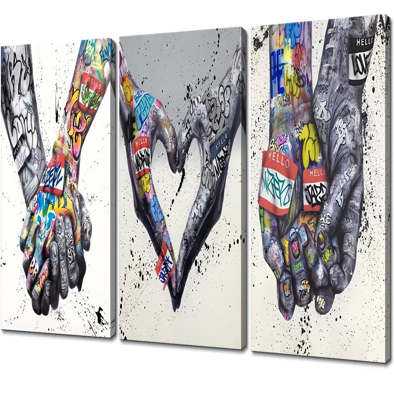 3pcs Modern Art Graffiti Wall Art Colorful Pop Art Street Art Decor
