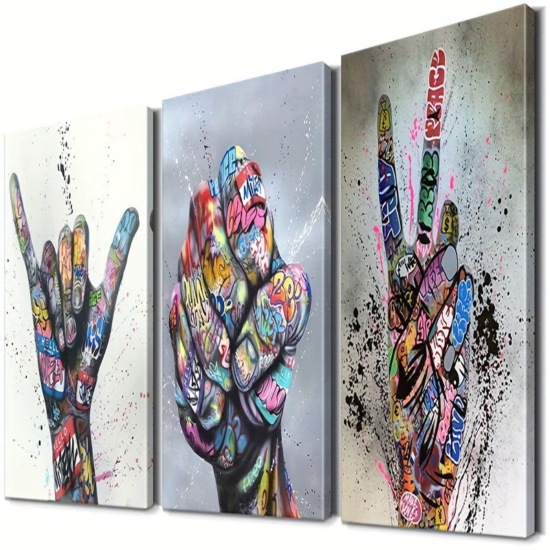 3pcs Modern Art Graffiti Wall Art Colorful Pop Art Street Art Decor
