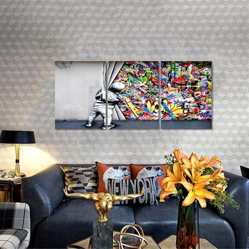 3pcs Modern Art Graffiti Wall Art Colorful Pop Art Street Art Decor