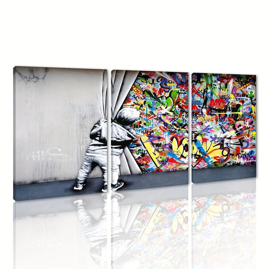 3pcs Modern Art Graffiti Wall Art Colorful Pop Art Street Art Decor
