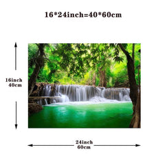 Waterfall Green Forest Painting on Canvas Wall Art