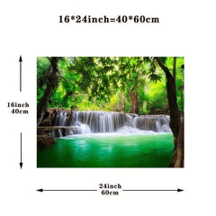 Waterfall Green Forest Painting on Canvas Wall Art