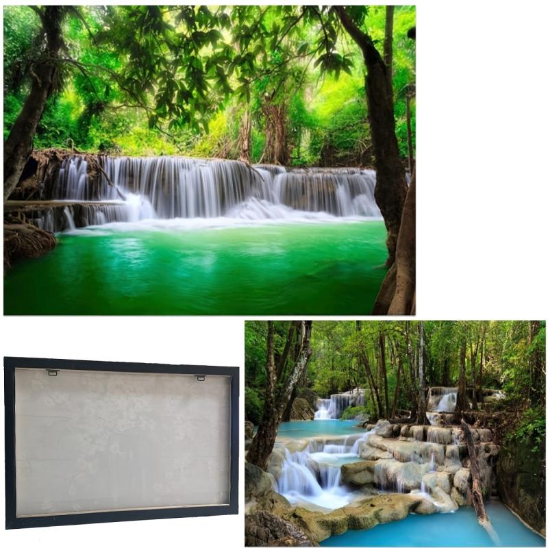 Waterfall Green Forest Painting on Canvas Wall Art
