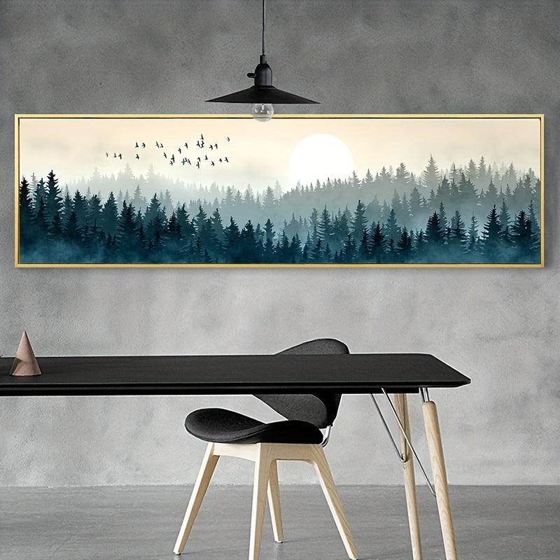 Quiet Forest Flying Birds Canvas Art Painting Poster Nordic Minimalism Decor