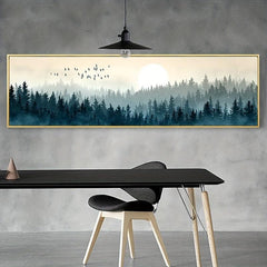 Quiet Forest Flying Birds Canvas Art Painting Poster Nordic Minimalism Decor