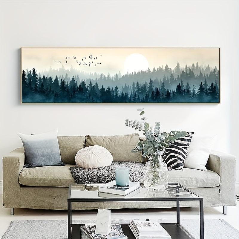 Quiet Forest Flying Birds Canvas Art Painting Poster Nordic Minimalism Decor