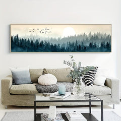 Quiet Forest Flying Birds Canvas Art Painting Poster Nordic Minimalism Decor