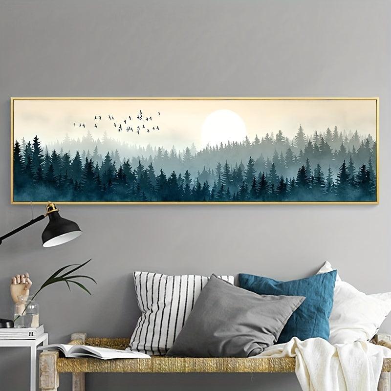 Quiet Forest Flying Birds Canvas Art Painting Poster Nordic Minimalism Decor
