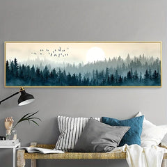Quiet Forest Flying Birds Canvas Art Painting Poster Nordic Minimalism Decor