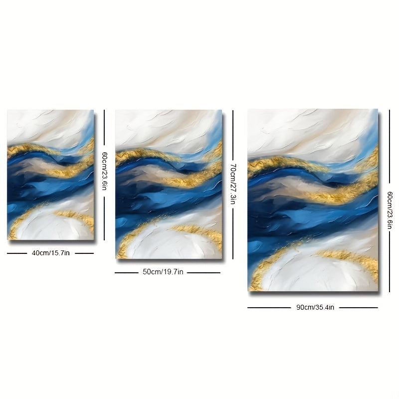 3pcs Golden Abstract Ocean Canvas Painting Set