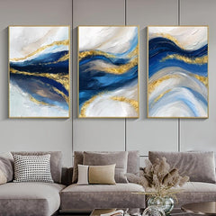 3pcs Golden Abstract Ocean Canvas Painting Set