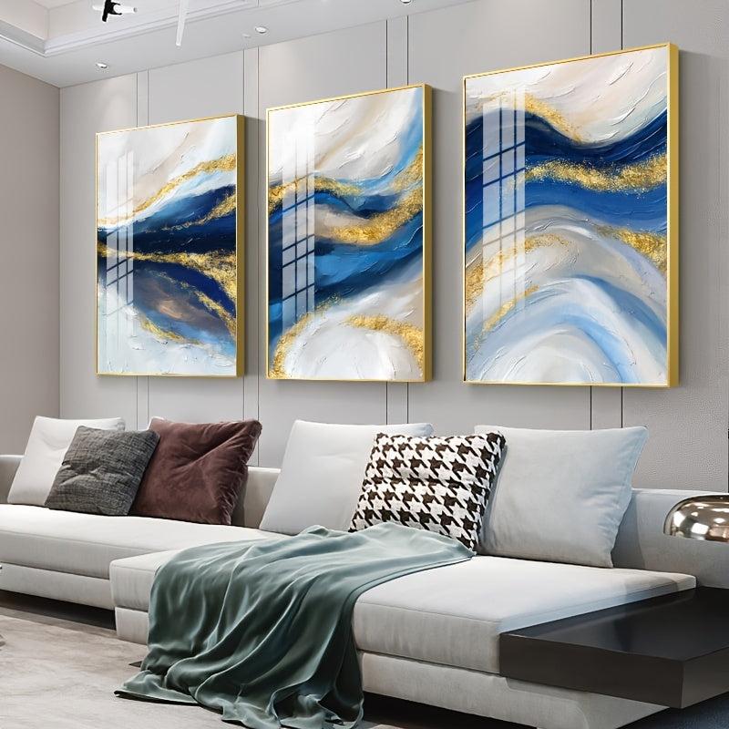 3pcs Golden Abstract Ocean Canvas Painting Set