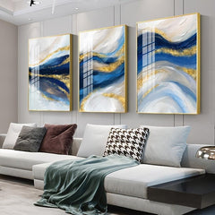 3pcs Golden Abstract Ocean Canvas Painting Set