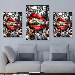 Modern Art Canvas Painting Red Lips on Canvas Wall Art for Home Decor