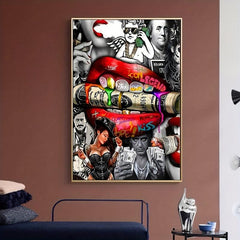 Modern Art Canvas Painting Red Lips on Canvas Wall Art for Home Decor