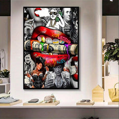 Modern Art Canvas Painting Red Lips on Canvas Wall Art for Home Decor