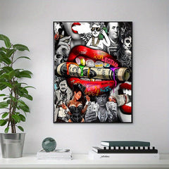 Modern Art Canvas Painting Red Lips on Canvas Wall Art for Home Decor