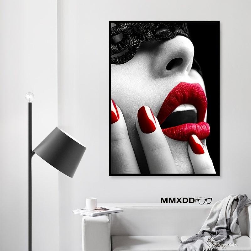 Modern Red Lips Woman Wall Canvas Painting for Living Room Bedroom