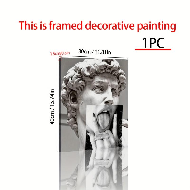 Framed David Statue Painting Abstract Style Office Wall Decor