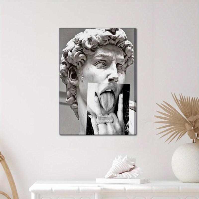 Framed David Statue Painting Abstract Style Office Wall Decor