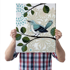 Abstract Floral Bird on Branches Canvas Paintings - Set of 3