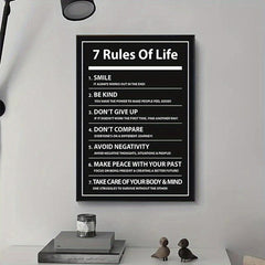 7 Rules of Life Canvas Poster - Motivational Quote for Inspiration