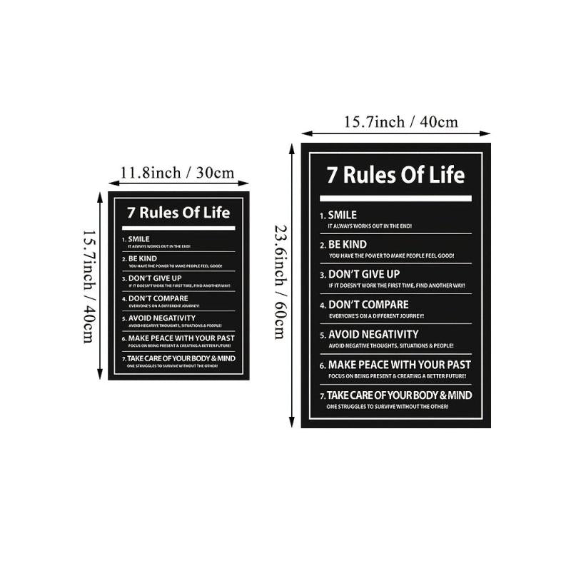 7 Rules of Life Canvas Poster - Motivational Quote for Inspiration