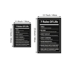 7 Rules of Life Canvas Poster - Motivational Quote for Inspiration