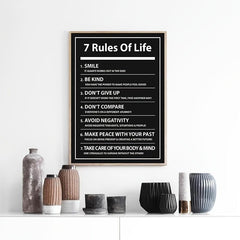 7 Rules of Life Canvas Poster - Motivational Quote for Inspiration