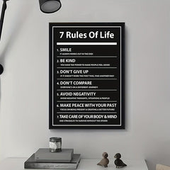 7 Rules of Life Canvas Poster - Motivational Quote for Inspiration