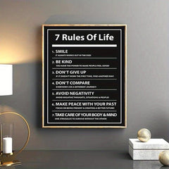 7 Rules of Life Canvas Poster - Motivational Quote for Inspiration