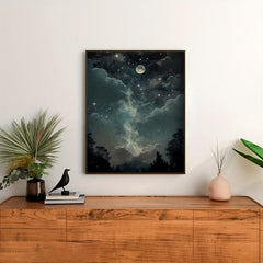 Night In The Woods Starry Night View Canvas Painting