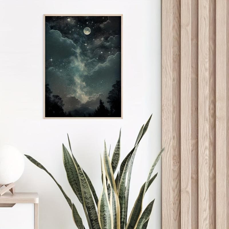 Night In The Woods Starry Night View Canvas Painting