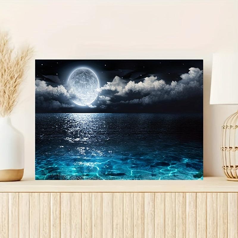 Modern Art Canvas Seascape Moon Painting Wall Art for Home Decor