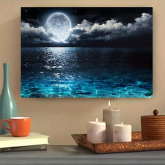 Modern Art Canvas Seascape Moon Painting Wall Art for Home Decor