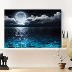 Modern Art Canvas Seascape Moon Painting Wall Art for Home Decor