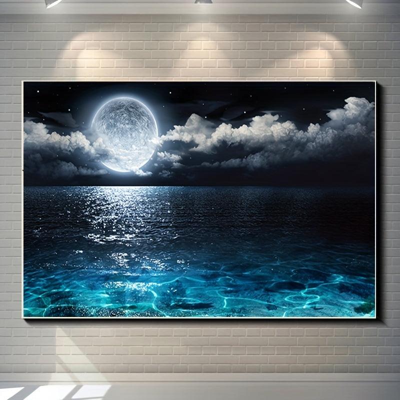 Modern Art Canvas Seascape Moon Painting Wall Art for Home Decor