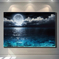 Modern Art Canvas Seascape Moon Painting Wall Art for Home Decor