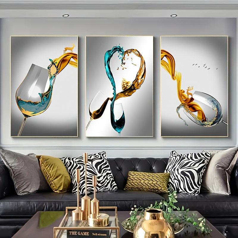 Modern Red Wine Glasses Canvas Poster