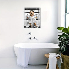 Fun Dog Reading Newspaper Canvas Print for Bathroom Wall Decor