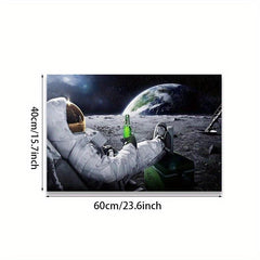 Astronaut Relaxing on Space Moon Drinking Beer Canvas Painting