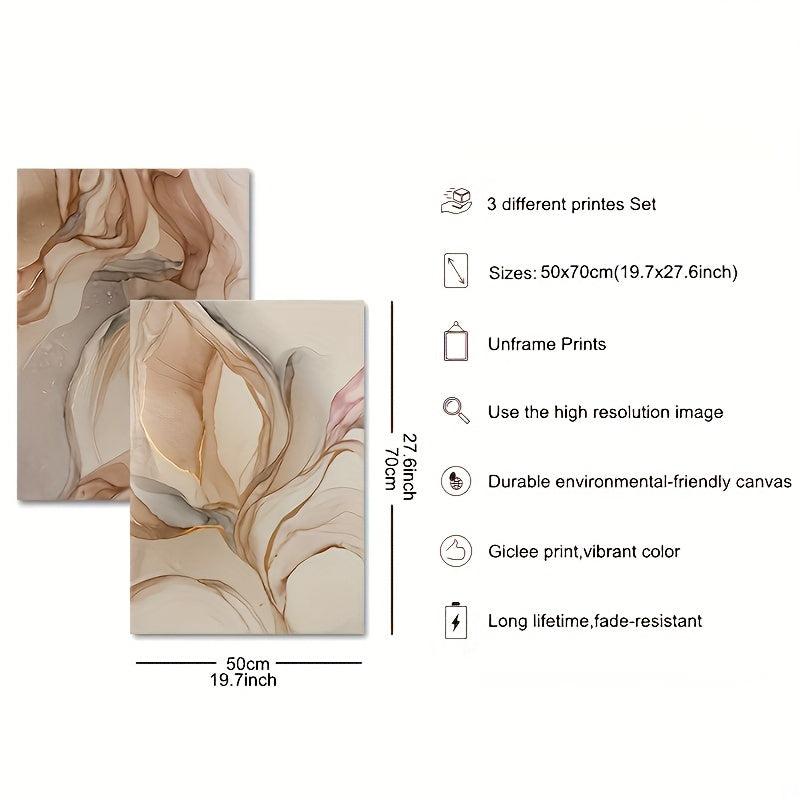 Abstract Brown Beige Golden Poster Fluid Art Texture Painting Canvas