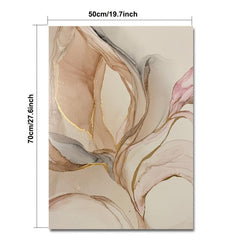 Abstract Brown Beige Golden Poster Fluid Art Texture Painting Canvas