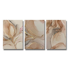 Abstract Brown Beige Golden Poster Fluid Art Texture Painting Canvas