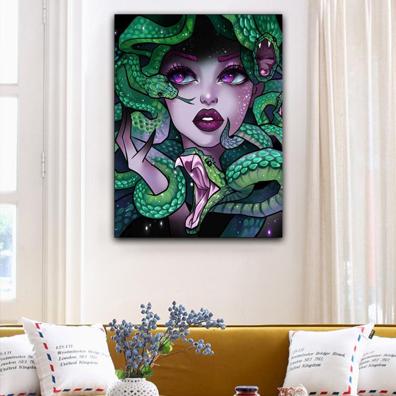 Snake And Woman DIY 5D Diamond Painting Kit Abstract Art Rhinestones