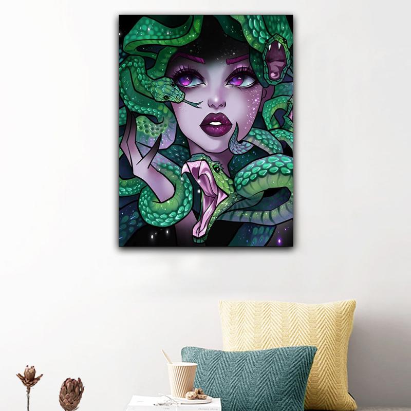 Snake And Woman DIY 5D Diamond Painting Kit Abstract Art Rhinestones