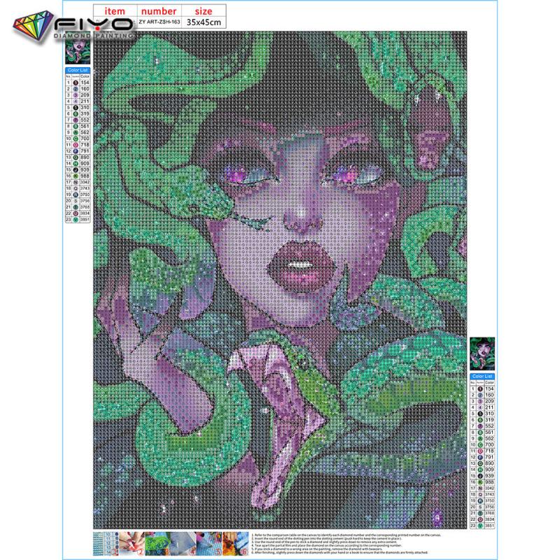 Snake And Woman DIY 5D Diamond Painting Kit Abstract Art Rhinestones