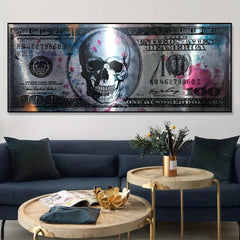 Modern Art Canvas Poster 100 Dollar Picture for Wall Decor 19.6x47in