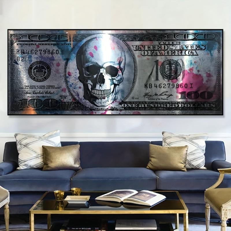Modern Art Canvas Poster 100 Dollar Picture for Wall Decor 19.6x47in