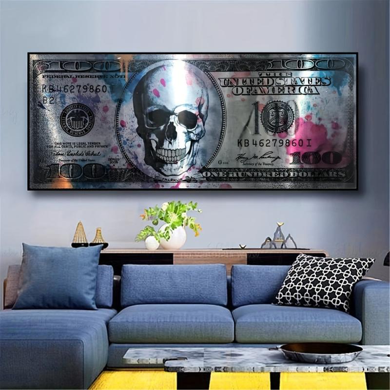 Modern Art Canvas Poster 100 Dollar Picture for Wall Decor 19.6x47in